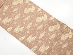 アンティーク　唐草に花鳥模様織り出し名古屋帯（着用可）